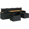 vidaXL Salon de jardin 6 pcs avec coussins noir résine tressée