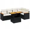 vidaXL Salon de jardin 6 pcs avec coussins noir résine tressée