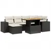 vidaXL Salon de jardin 7 pcs avec coussins noir résine tressée