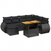 vidaXL Salon de jardin 8 pcs avec coussins noir résine tressée