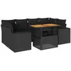 vidaXL Salon de jardin 7 pcs avec coussins noir résine tressée