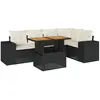 vidaXL Salon de jardin 6 pcs avec coussins noir résine tressée