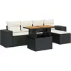 vidaXL Salon de jardin 6 pcs avec coussins noir résine tressée