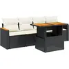 vidaXL Salon de jardin 5 pcs avec coussins noir résine tressée
