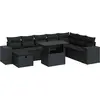 vidaXL Salon de jardin 9 pcs avec coussins noir résine tressée