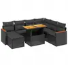 vidaXL Salon de jardin 8 pcs avec coussins noir résine tressée