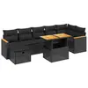 vidaXL Salon de jardin 8 pcs avec coussins noir résine tressée
