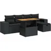 vidaXL Salon de jardin 6 pcs avec coussins noir résine tressée