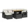 vidaXL Salon de jardin 7 pcs avec coussins noir résine tressée