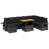 vidaXL Salon de jardin 9 pcs avec coussins noir résine tressée