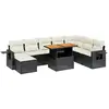 vidaXL Salon de jardin 9 pcs avec coussins noir résine tressée