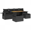 vidaXL Salon de jardin 6 pcs avec coussins noir résine tressée