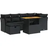 vidaXL Salon de jardin 7 pcs avec coussins noir résine tressée
