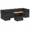 vidaXL Salon de jardin 8 pcs avec coussins noir résine tressée
