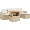 vidaXL Salon de jardin avec coussins 6 pcs beige résine tressée