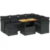 vidaXL Salon de jardin 8 pcs avec coussins noir résine tressée