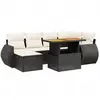 vidaXL Salon de jardin 7 pcs avec coussins noir résine tressée