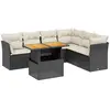 vidaXL Salon de jardin 7 pcs avec coussins noir résine tressée