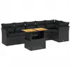 vidaXL Salon de jardin 7 pcs avec coussins noir résine tressée