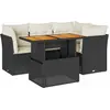 vidaXL Salon de jardin 5 pcs avec coussins noir résine tressée