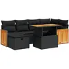vidaXL Salon de jardin 7 pcs avec coussins noir résine tressée
