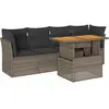 vidaXL Salon de jardin 5 pcs avec coussins gris résine tressée