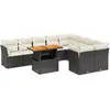vidaXL Salon de jardin 10 pcs avec coussins noir résine tressée