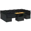 vidaXL Salon de jardin 10 pcs avec coussins noir résine tressée