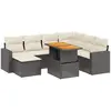 vidaXL Salon de jardin 8 pcs avec coussins noir résine tressée