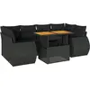 vidaXL Salon de jardin 7 pcs avec coussins noir résine tressée