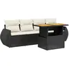 vidaXL Salon de jardin 5 pcs avec coussins noir résine tressée