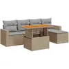 vidaXL Salon de jardin avec coussins 6 pcs beige résine tressée