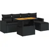 vidaXL Salon de jardin 6 pcs avec coussins noir résine tressée