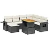 vidaXL Salon de jardin 8 pcs avec coussins noir résine tressée