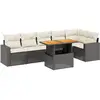 vidaXL Salon de jardin 7 pcs avec coussins noir résine tressée