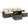 vidaXL Salon de jardin 6 pcs avec coussins noir résine tressée