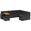 vidaXL Salon de jardin 10 pcs avec coussins noir résine tressée