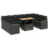 vidaXL Salon de jardin 10 pcs avec coussins noir résine tressée