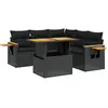 vidaXL Salon de jardin 6 pcs avec coussins noir résine tressée