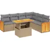 vidaXL Salon de jardin avec coussins 7 pcs beige résine tressée