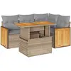 vidaXL Salon de jardin avec coussins 5 pcs beige résine tressée
