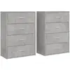 vidaXL Buffets 2 pcs gris béton 60x31x84 cm bois d'ingénierie