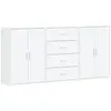 vidaXL Buffets 3 pcs blanc 60x31x84 cm bois d'ingénierie