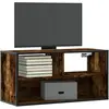 vidaXL Meuble TV chêne fumé 80x31x39,5 cm bois d'ingénierie et métal