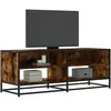 vidaXL Meuble TV chêne fumé 120,5x40x46 cm bois d'ingénierie et métal