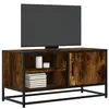 vidaXL Meuble TV chêne fumé 80x34,5x40 cm bois d'ingénierie et métal