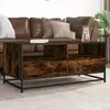 vidaXL Table basse chêne fumé 100x50x45 cm bois d'ingénierie et métal