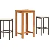 vidaXL Ensemble de bar de jardin 3 pcs marron bois massif acacia rotin