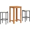 vidaXL Ensemble de bar de jardin 3 pcs noir bois massif acacia rotin