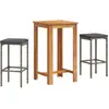 vidaXL Ensemble de bar de jardin 3 pcs gris bois massif acacia rotin